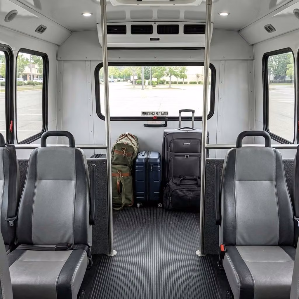 hollister 35 passenger minibus luggage area