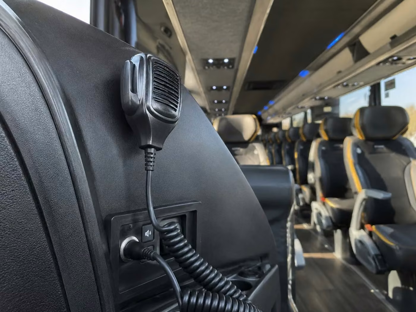 hollister charter bus pa system