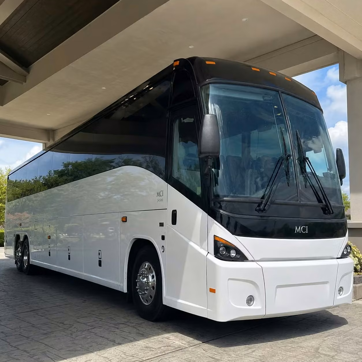 hollister full size 56 passenger charter buses with undercarriage gear storage