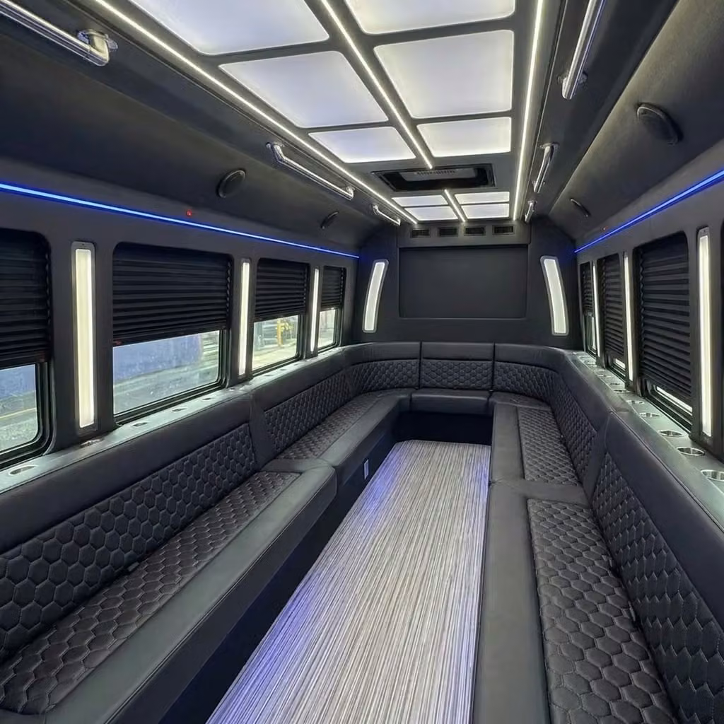 hollister party bus wraparound seating